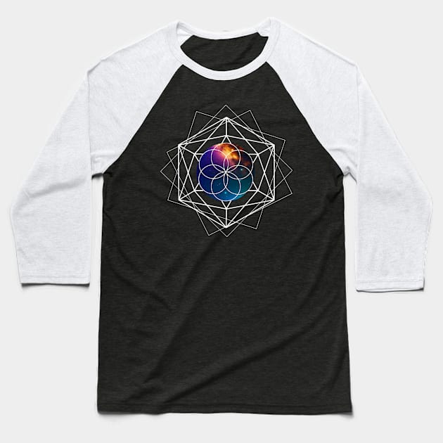 Galaxy Seed of Life Baseball T-Shirt by Cosmic Dust Art